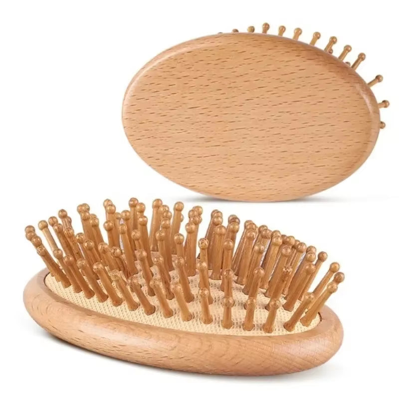 High Quality Hair Comb Bamboo Massage Comb Wooden Brush Solid Wood Bamboo Cushion Anti-Static Hair Brush Combs Travel