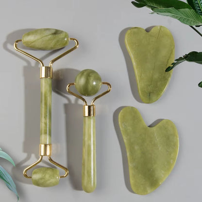 Natural Jade Roller Massager for Face Roller Gua Sha Jade Stone Face Massager Anti-Wrinkle Lift Facial Beauty Skin Care Tool