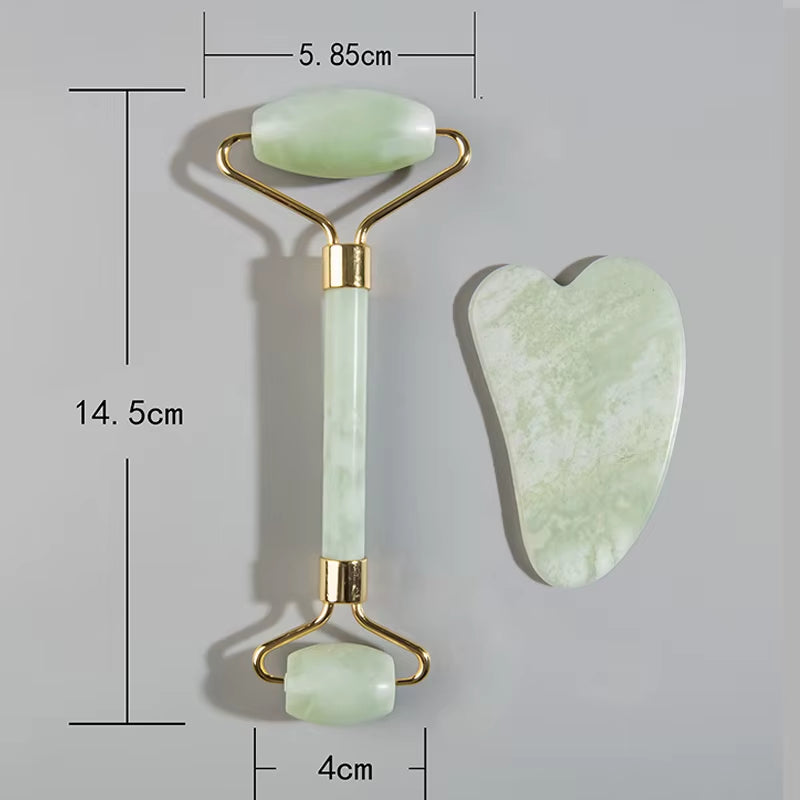 Natural Jade Roller Massager for Face Roller Gua Sha Jade Stone Face Massager Anti-Wrinkle Lift Facial Beauty Skin Care Tool