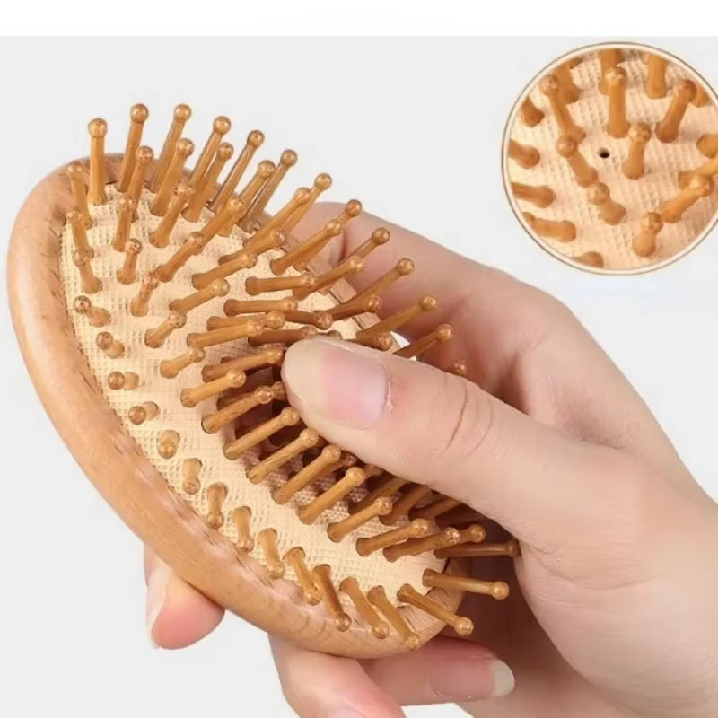 High Quality Hair Comb Bamboo Massage Comb Wooden Brush Solid Wood Bamboo Cushion Anti-Static Hair Brush Combs Travel